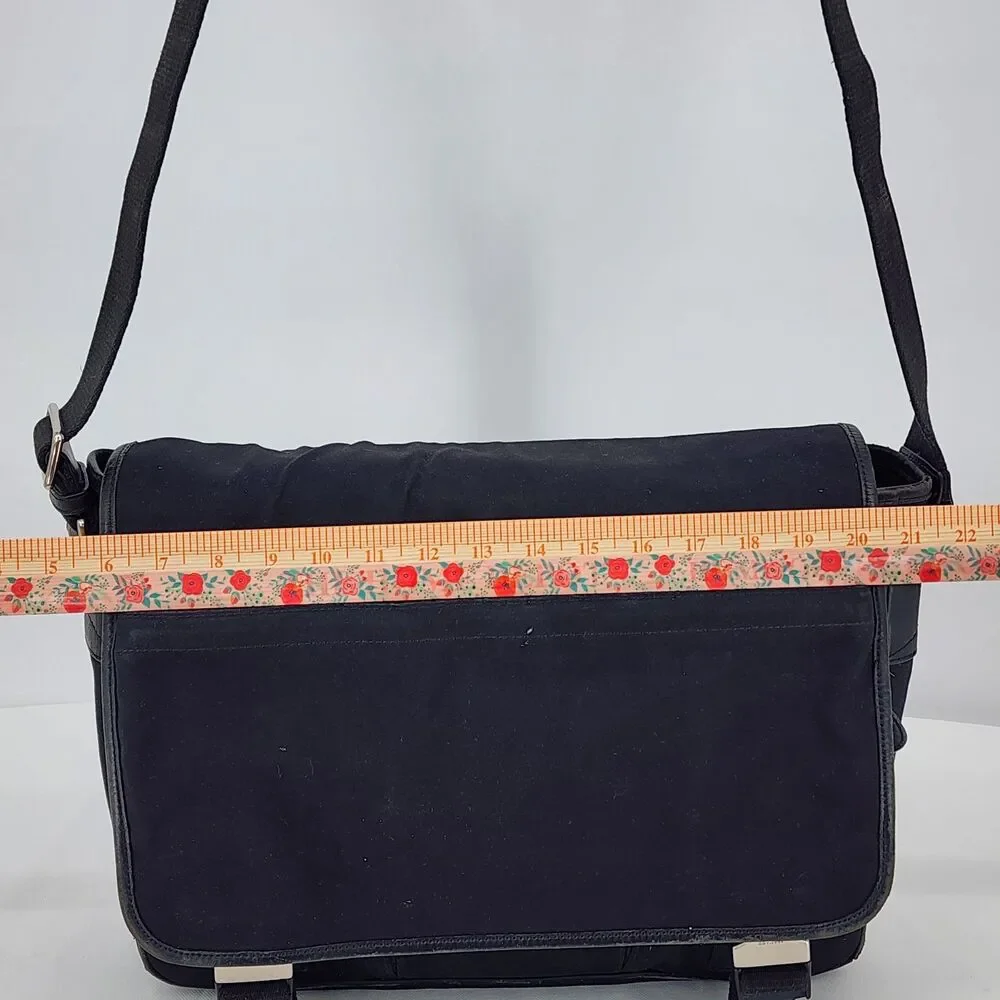 Coach RARE Vintage Leather Trim Buckle Black Messenger Bag Unisex